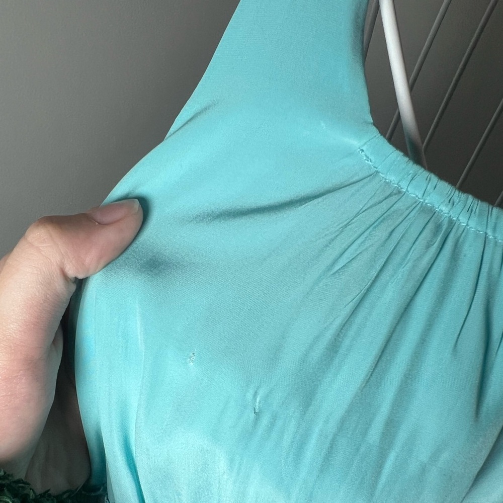 Ramy Brook Margot Tiered Mini Dress In Island Turquoise Tassel Size M - Picture 5 of 8